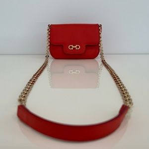 SALVATORE FERRAGAMO LAVA CORAL CALF CROSSBODY BAG NWTS!